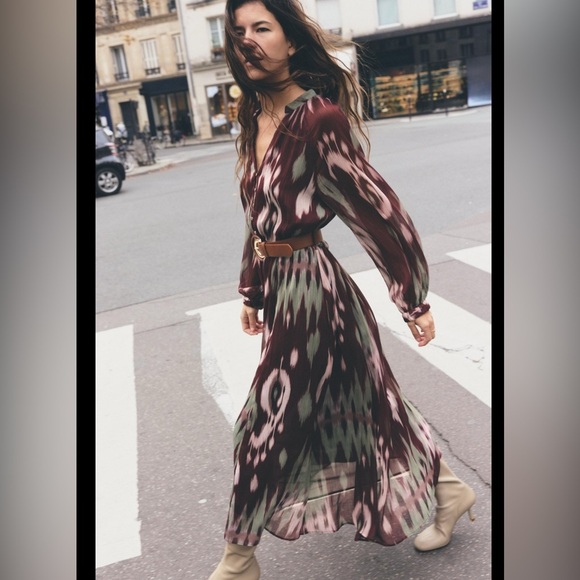 🔥🔥Zara printed midi belt dress - Picture 1 of 10